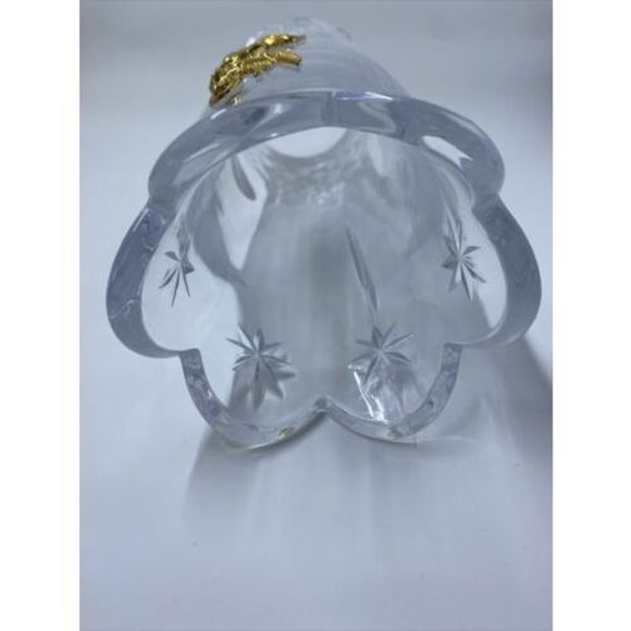 Bohemian 24% Lead Crystal Candle Chimney Globe With Golden Angel Czech Republic - Picture 7 of 7